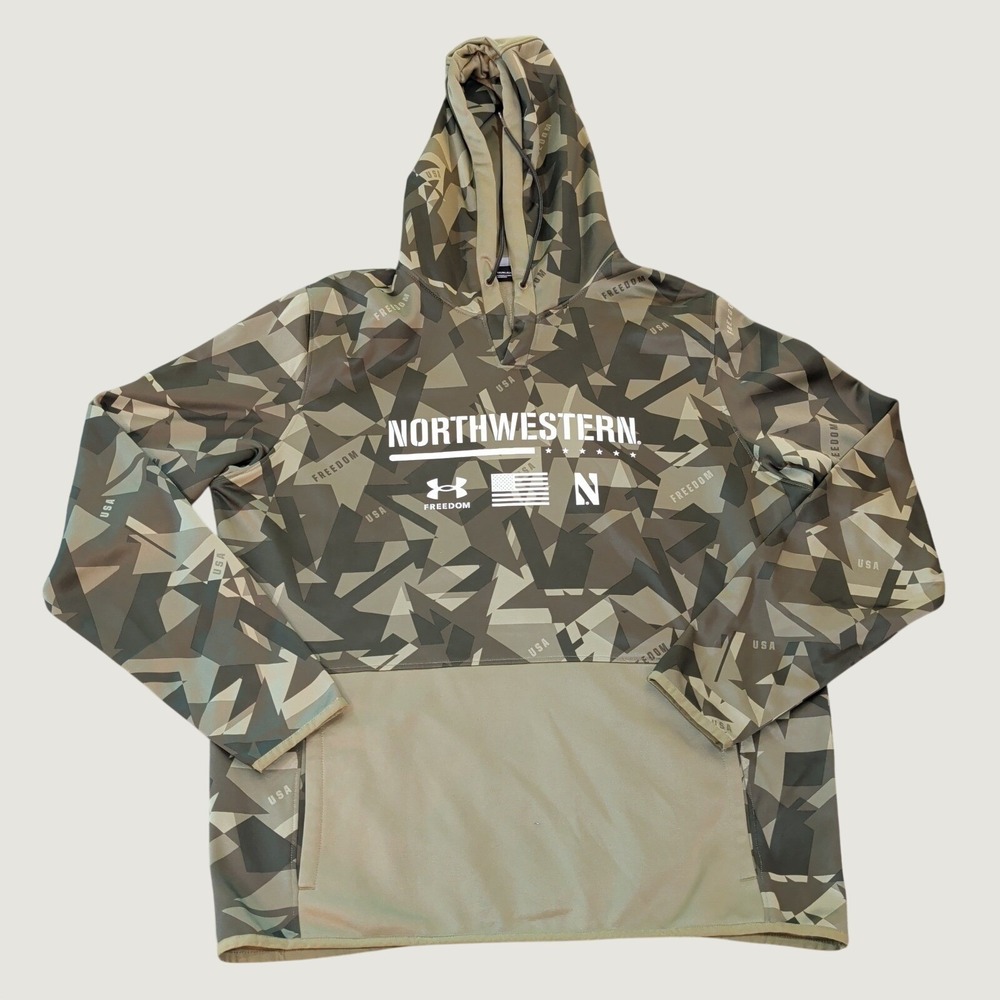 Under Armour Freedom Northwestern Wildcats Camo Hoodie Men's Large Cold Gear